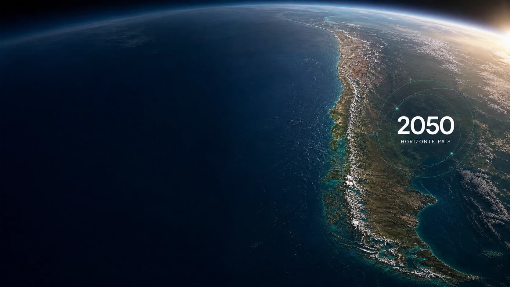 Vista satelital de Chile hacia el horizonte país 2050